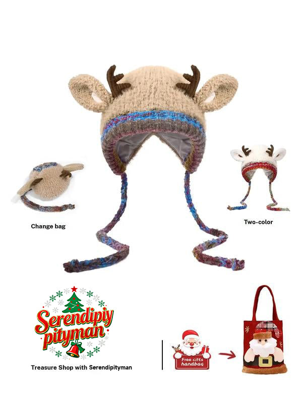 🎁🎄Christmas Sale 49% OFF! 🦌Original Design Festive Christmas Antler Hat🧶